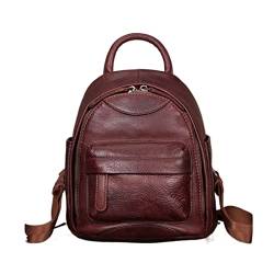 UZOURI Damen Leder Laptoptaschen Rucksäcke Casual Daypack Abendtaschen Reisetaschen Mädchen Handtaschen Schultaschen 8 Zoll (Color : Red) von UZOURI