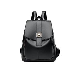 UZOURI Damen Rindsleder Gepäck Reisetaschen Echtes Leder Mode Rucksäcke Laptoptaschen Lässiger Tagesrucksack (Color : Black) von UZOURI