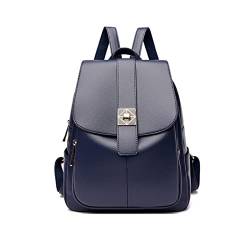 UZOURI Damen Rindsleder Gepäck Reisetaschen Echtes Leder Mode Rucksäcke Laptoptaschen Lässiger Tagesrucksack (Color : Blue) von UZOURI