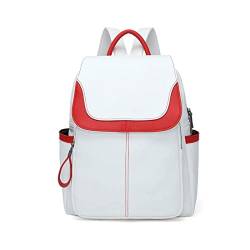 UZOURI Damen Rindsleder Laptoptaschen Büchertaschen Leder Mode Rucksäcke Casual Daypack Gepäcktaschen Schultaschen (Color : White) von UZOURI