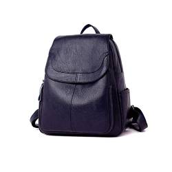UZOURI Damen Rindsleder Laptoptaschen Echtes Leder Mode Rucksäcke Casual Daypack Reisetaschen Schultaschen Handtaschen (Color : Blue) von UZOURI