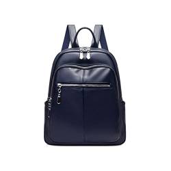 UZOURI Damen Rindsleder Laptoptaschen Handtaschen Mode Rucksäcke Casual Daypack Schultaschen Reisetaschen (Color : Blue) von UZOURI