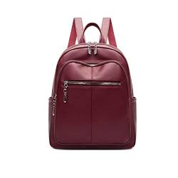 UZOURI Damen Rindsleder Laptoptaschen Handtaschen Mode Rucksäcke Casual Daypack Schultaschen Reisetaschen (Color : Red) von UZOURI