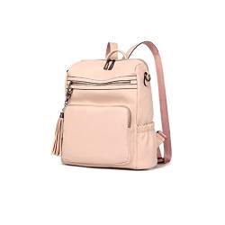 UZOURI Damen Rindsleder Laptoptaschen Leder Mode Rucksäcke Casual Daypack Bookbags (Color : Pink) von UZOURI
