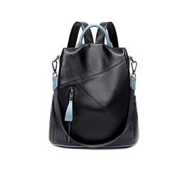 UZOURI Damen Rindsleder Laptoptaschen Leder Mode Rucksäcke Casual Daypack Schultaschen Gepäcktaschen (Color : Black) von UZOURI