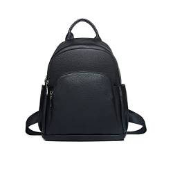 UZOURI Echtleder-Rucksäcke for Damen, Laptoptaschen, Reisetaschen, lässiger Tagesrucksack, Rindsleder-Gepäcktaschen for Mädchen, Schultaschen (Color : Black, Size : Large) von UZOURI