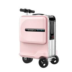 UZOURI Elektrischer Koffer Scooter Travel Walker Herren und Damen 26L 7,5kg fahrbarer Koffer für Flugreisen, USB Ladeanschluss, Belastung 100kg rosa von UZOURI