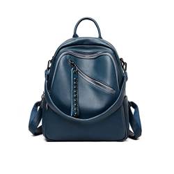 UZOURI Mädchen Handtaschen Schultaschen Casual Daypack Damen Rindsleder Rucksäcke Abendtaschen Echtes Leder Laptoptaschen (Color : Blue) von UZOURI