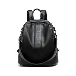 UZOURI Mädchen Rucksäcke Handtaschen Damen Leder Casual Daypack Rindsleder Laptoptaschen Abendtaschen (Color : Black, Size : Large) von UZOURI
