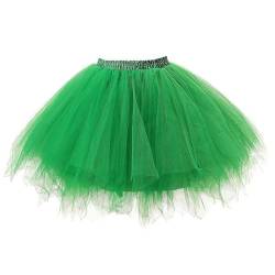 Damen Tüllrock - 3 Lagen Tutu Rock Kostüm - 50er Jahre Rock & Roll Petticoat Karneval Partykleid Karneval Kostüm Tutu Tutu Cosplay Festlicher Minirock (Einheitsgröße, Grün) von Uaben