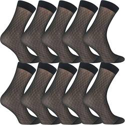 Uaussi 10 Paar ultradünne Herren-Socken, Seide, durchscheinend, Business-Socken, weiches Nylon, Arbeitshose, Sox, wadenhoch, Rhombus Black, Einheitsgr��e von Uaussi