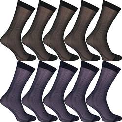 Uaussi 10 Paar Herren Ultradünne Kleid Socken Seide Durchsichtig Business Socken Weiches Nylon Arbeitshose Sox Mid Calf, Schwarz / Marineblau, Einheitsgr��e von Uaussi