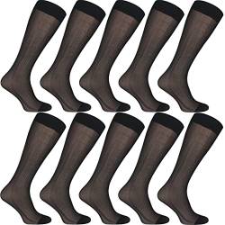 Uaussi 10 Paar ultradünne Herren-Socken, Seide, durchscheinend, Business-Socken, weiches Nylon, Arbeitshose, Sox, wadenhoch, Otc Stripes 10 Schwarz, Einheitsgr��e von Uaussi