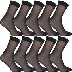 Uaussi 10 Paar ultradünne Herren-Socken, Seide, durchscheinend, Business-Socken, weiches Nylon, Arbeitshose, Sox, wadenhoch, Farbe: Schwarz, Einheitsgr��e von Uaussi