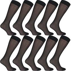 Uaussi 10 Paar ultradünne Herrensocken, Seide, durchscheinend, Business-Socken, weiches Nylon, Arbeitshose, Sox Mitte der Wade, Otc Plain 10 Schwarz, Einheitsgr��e von Uaussi