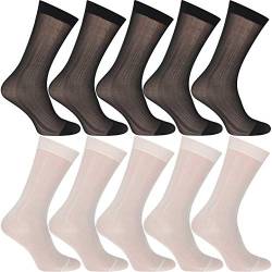 Uaussi 10 Paar ultradünne Herrensocken, Seide, durchscheinend, Business-Socken, weiches Nylon, Arbeitshose, Sox Mitte der Wade, schwarz/weiß, Einheitsgr��e von Uaussi