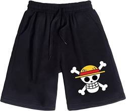 Herren One Piece Monkey D. Luffy Sport Shorts Anime Cosplay Kostüm Sommer Strand Shorts,002black,M1 von Ubeisy