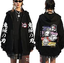 Ubeisy Anime Jacke Japanische Anime Cosplay Zip-up Kleidung Fashion Casual Tanjirou Nezuko Cosplay Sweatjacke Mit Kapuze,001A,3XL1 von Ubeisy