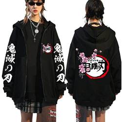 Ubeisy Anime Jacke Japanische Anime Cosplay Zip-up Kleidung Fashion Casual Tanjirou Nezuko Cosplay Sweatjacke Mit Kapuze,001F,L1 von Ubeisy