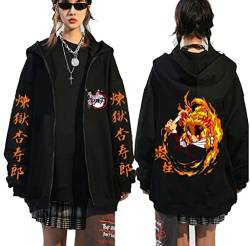 Ubeisy Herren Anime Anime Hoodie mit Nezuko Tanjiro Giyuu Aufdruck Kimetsu no Yaiba Zip-up Jacke,005B,M1 von Ubeisy