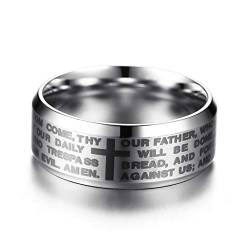 Ubestlove Verlobungsringe Titan Ring Damen Matte Finished 8mm Lord's Prayer Cross Ringe Fingerringe Set 60/19.1 von Ubestlove
