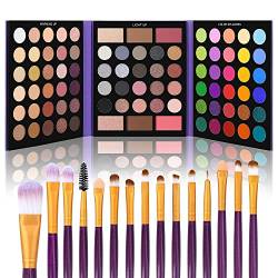 UCANBE 86 Colors Nude Eyeshadow Palette with 15pcs Makeup Brushes Set, Matte Glitter Long Lasting Highly Pigmented Waterproof Colorful Eye Shadow Contour Blush Powder Highlighter All in One von Ucanbe