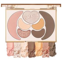 UCANBE All-in-One-Make Up Palette: 4 Lidschatten+1 Rosa Rouge+1 Highlighter+1 Bronze-Puder,Vielseitige Lidschatten Palette Geschmeidig Lang Anhaltend(03 Tasty Nut) von Ucanbe