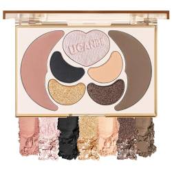 UCANBE All-in-One-Make Up Palette: 4 Lidschatten+1 Rosa Rouge+1 Highlighter+1 Bronze-Puder,Vielseitige Lidschatten Palette Geschmeidig Lang Anhaltend(04 Golden Legend) von Ucanbe