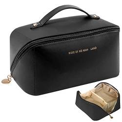 Udbrud Reise Kosmetiktasche, Kosmetiktasche Damen Tragbar Make up Tasche mit 6 Fächern Cosmetic Bag Leder Multifunktions Kosmetik Organizer Tasche für Damenkosmetik/reisezubehör/Toilettenartikel von Udbrud