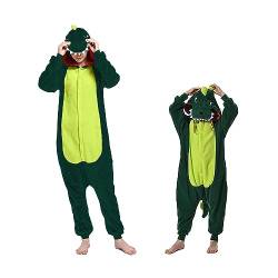 Udekit Erwachsene Kinder Dinosaurier Fleece Pyjama Jumpsuit Kapuze Strampler Halloween Weihnachten Party Carnival Cosplay Kostüm Unisex Für 8 bis 10 Jahre von Udekit