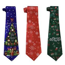 Udewo Weihnachts-Krawatte,Weihnachtsmann-Krawatte,Herren-Krawatte,Schneeflocken-Krawatte,festliche Cheer,Party,geheimes Geschenk für Weihnachtsfeier,Kostüm,geheime lustige Geschenke,3 Stück, von Udewo