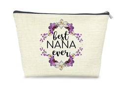 Udinaz Oma Geschenke für Oma, Best Nana Ever Floral Kosmetiktasche Geschenkidee für Oma, Beste Oma Reise Make-up-Tasche, Oma Großmutter Geburtstag Enkelin Enkelkinder von Udinaz