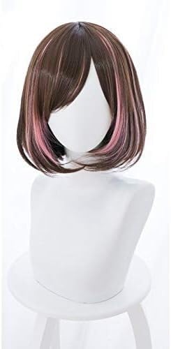 Wig Anime Cosplay Anime AIChannel Kizuna AI Frauen Kurze Perücke Cosplay Kostüm Hitzebeständige Synthetische Haar Cosplay Perücken von Uearlid