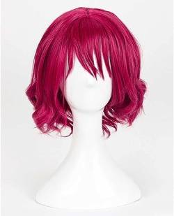 Wig Anime Cosplay Anime Akatsuki No Yona Yona Perücke Rose Pink Lockige kurze Perücke for Halloween Perücke Cosplay mit kostenloser Perückenkappe von Uearlid