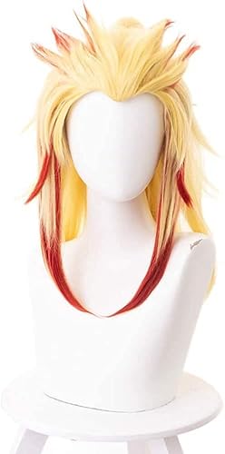 Wig Anime Cosplay Anime Cosplay Perücke Perücken Karneval Hitzebeständiges Kunsthaar Karneval Halloween (Rengoku Kyoujurou Perücke) von Uearlid