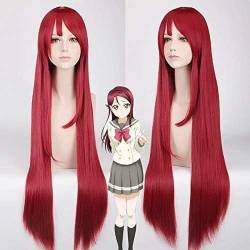 Wig Anime Cosplay Anime Love Live! Sakurauchi Riko Cosplay Perücken for Frauen Weibliche Lange Gerade Gefälschte Perücke 80 cm Hitzebeständige Synthetische Perücke + Kappe von Uearlid