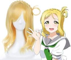 Wig Anime Cosplay Anime LoveLive!Sunshine!! Cosplay Perücke Mari Ohara Lemon Gold Perücken Halloween Karneval Frauen Cosplay Perücken + Kappe von Uearlid