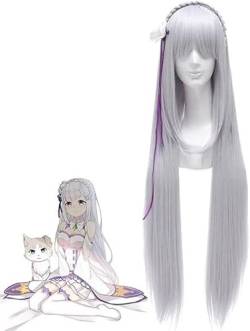 Wig Anime Cosplay Anime Re: Leben in einer anderen Welt als Null Emilia Cosplay-Perücken, lange, glatte Damen-Cosplay-Perücken von Uearlid