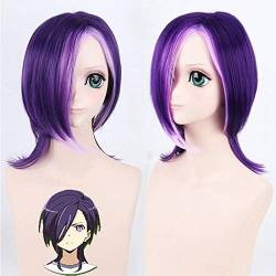 Wig Anime Cosplay Hataraku Maou Sama! Lucifer kurze lockige lila Cosplay-Perücke, Kunsthaar + Perückenkappe von Uearlid