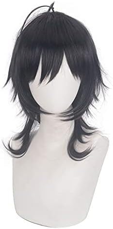 Wig Anime Cosplay Perücke SK∞ SK Unlimited Skateboard MIYA Schwarze Perücke mit kurzen Haaren und Lockenenden + Kappe von Uearlid