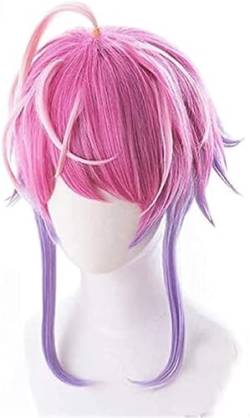 Wig Anime Cosplay Ramuda Amemura Cosplay Perücke Frauen Halloween Kostüm Party Anime Perücken mit Pony Rosa Lila Ombre Perücke + Kappe von Uearlid