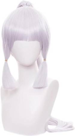 Wig Anime Cosplay Spiel Genshin Effekt Kamisato Ayaka Perücke Anime Lange Perücke Mädchen Haar Requisiten Halloween Party Rollenspiel Zubehör Perücke + Kappe von Uearlid