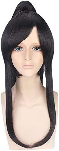 Wig Anime Cosplay Yu Kanda Schwarz Lange Pferdeschwanz Perücke Cosplay Kostüm Hitzebeständige Synthetische Haar Männer Frauen Halloween Party Perücken + Kappe von Uearlid