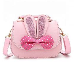 Ueeqito Little Girl's Bowknot Shoulder Bag Handbag, Cute Rabbit Ear Bow Crossbody Purse, PU Shoulder Handbag for Kids Girls Toddlers (Pink) von Ueeqito