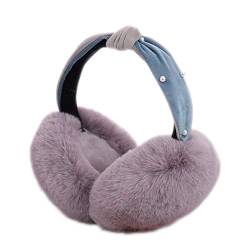 Ueeqito Soft Winter Warm Ear Muffs - Women Foldable Headband Earmuffs Furry Fleece Ear Covers for Cold Weather (Grey) von Ueeqito