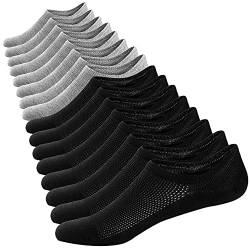 Herren Sneaker Socken Atmungsaktiv Unsichtbar Socken Kurzsocken Baumwoll Knöchelsocken Low Cut Sportsocken (Style B-4 * Schwarz + 4 * Grau,38-44) von Ueither