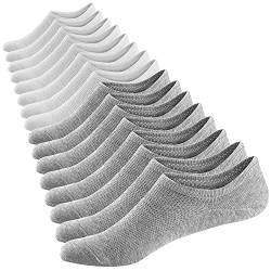 Herren Sneaker Socken Atmungsaktiv Unsichtbar Socken Kurzsocken Baumwoll Knöchelsocken Low Cut Sportsocken (Style B-4 * Weiß + 4 * Grau,38-44) von Ueither