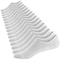 Herren Sneaker Socken Atmungsaktiv Unsichtbar Socken Kurzsocken Baumwoll Knöchelsocken Low Cut Sportsocken (Style B-Weiß (8 Paar),38-44) von Ueither