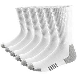 Ueither Herren Damen Atmungsaktive Sportsocken Premium Baumwolle Cushion-Crew Socken 6er Pack (Weiß (6 Paar), 38-44) von Ueither