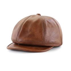 Ueither Herren Einstellbare Baseballkappe PU-Leder Newsboy Cap Mütze 56-60 cm (Leichter Kaffee) von Ueither